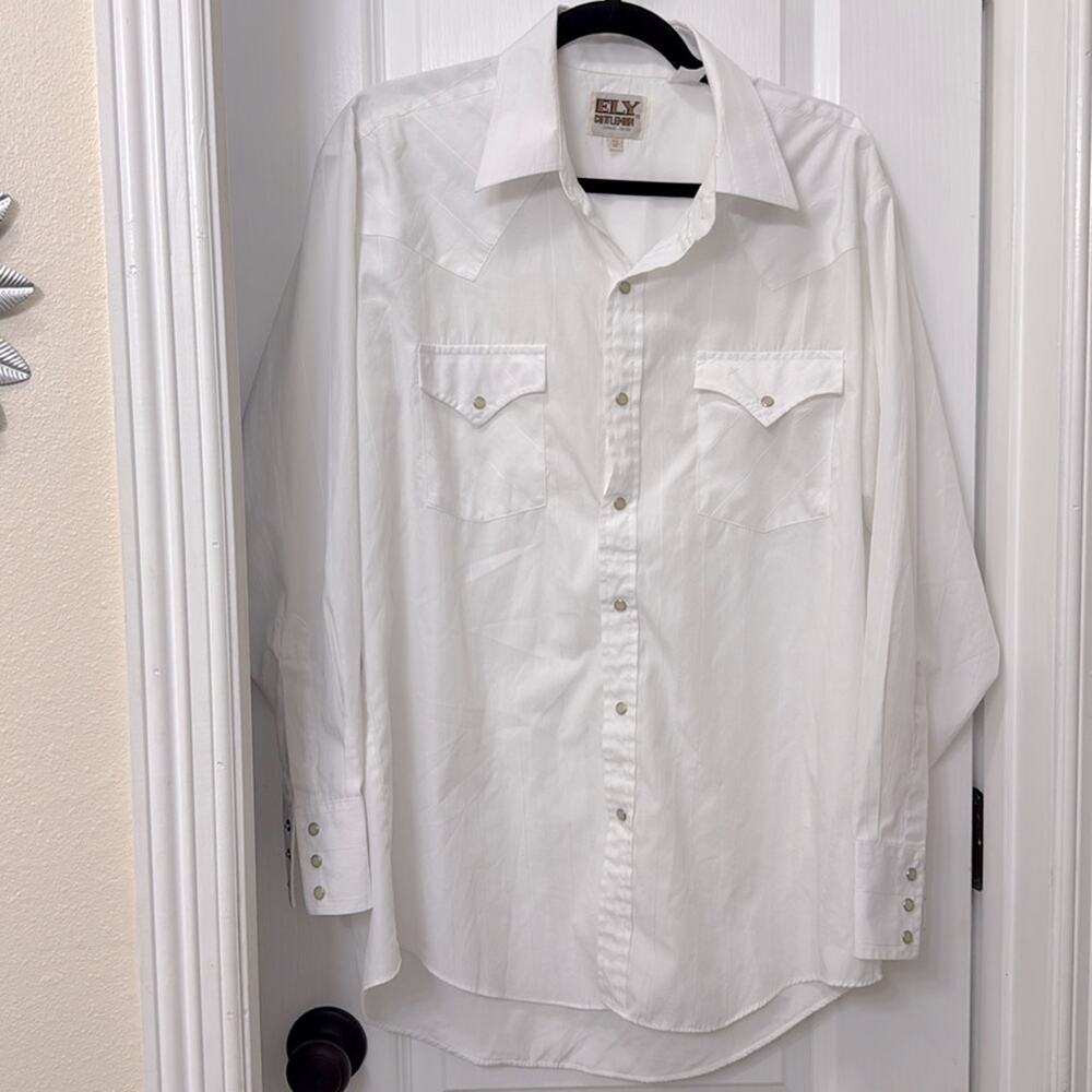 Ely Cattleman Long Sleeve White Snap Western Shirt 16.5-  33